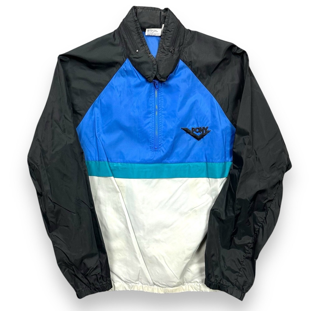VTG Pony‎ Windbreaker Color Block Jacket Men's Small Running Sport 80s 90s